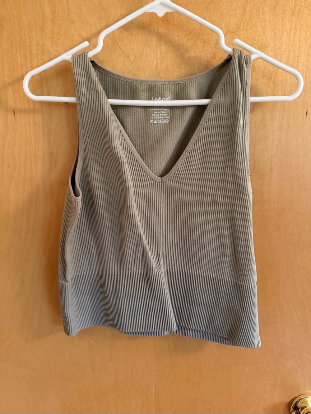 Ribbed V-Neck Tank Top in Olive